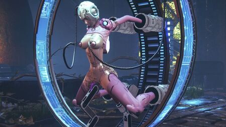 Eine weibliche Transformer-Figur auf einer Sexmaschine aus Cybertron: Transformers-Hentai-Parodie