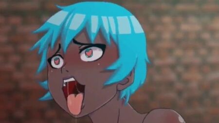 Das Hentai-Mädchen mit den blauen Haaren – Sperma-Müllcontainer