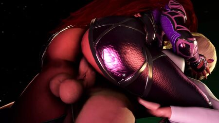 Blackfire wird von Power Girl vollgespritzt