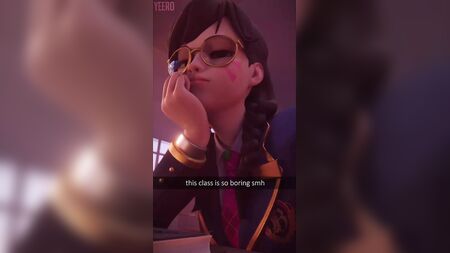 D.Va spielt im Unterricht mit ihrem Handy, weil ihr langweilig ist