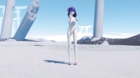 Genshin. Raiden Shogun. Nackte Genshin. Nackt, sexy, heiß, nackt, große Brüste, knackiger Hintern, sexy Babe
