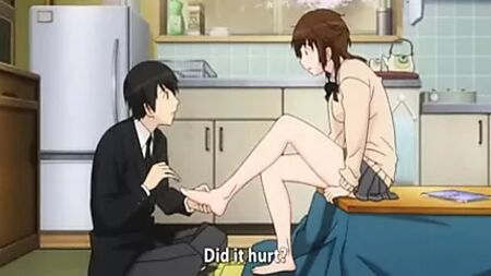 Anime-Fußfetisch-Szene, Nägel schneiden