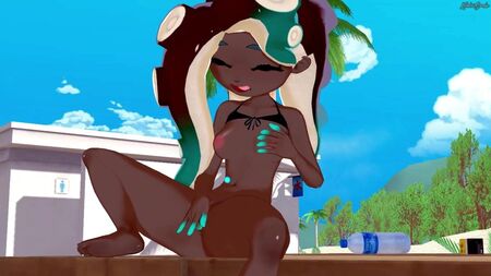 Marina Ida fingert sich am Strand die Muschi. Splatoon 2 Hentai