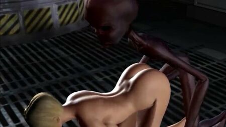 3D-Alien hat Sex mit einer blonden Frau