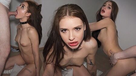 Gothic-Girl schluckt Schwanz