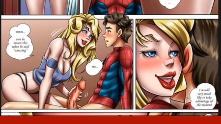 Spider Man erhielt eine Dosis Vergnügen von einer Blondine