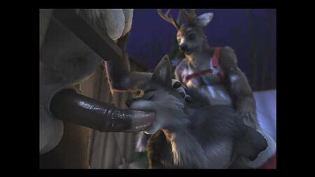 3D-Gay-Yiff von H0rs3 – Furry-Porno-Sex E621 – Rentier, Doppelpenetration, Femboy, Wolf, Weihnachten