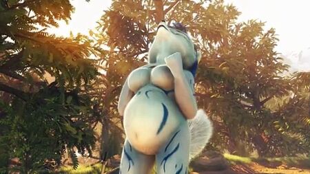 Furry-Vore-Mädchen mit dem Kopf voran