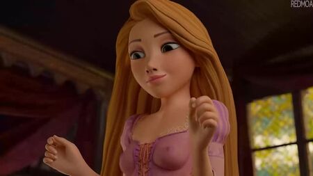 Rapunzel – Footjob; Fußfetisch; Masturbation; Sperma; Blick auf die Brüste; süßes Mädchen; 3D-Sex-Porno-Hentai; (von Redmoa) [Disney; Tangled]
